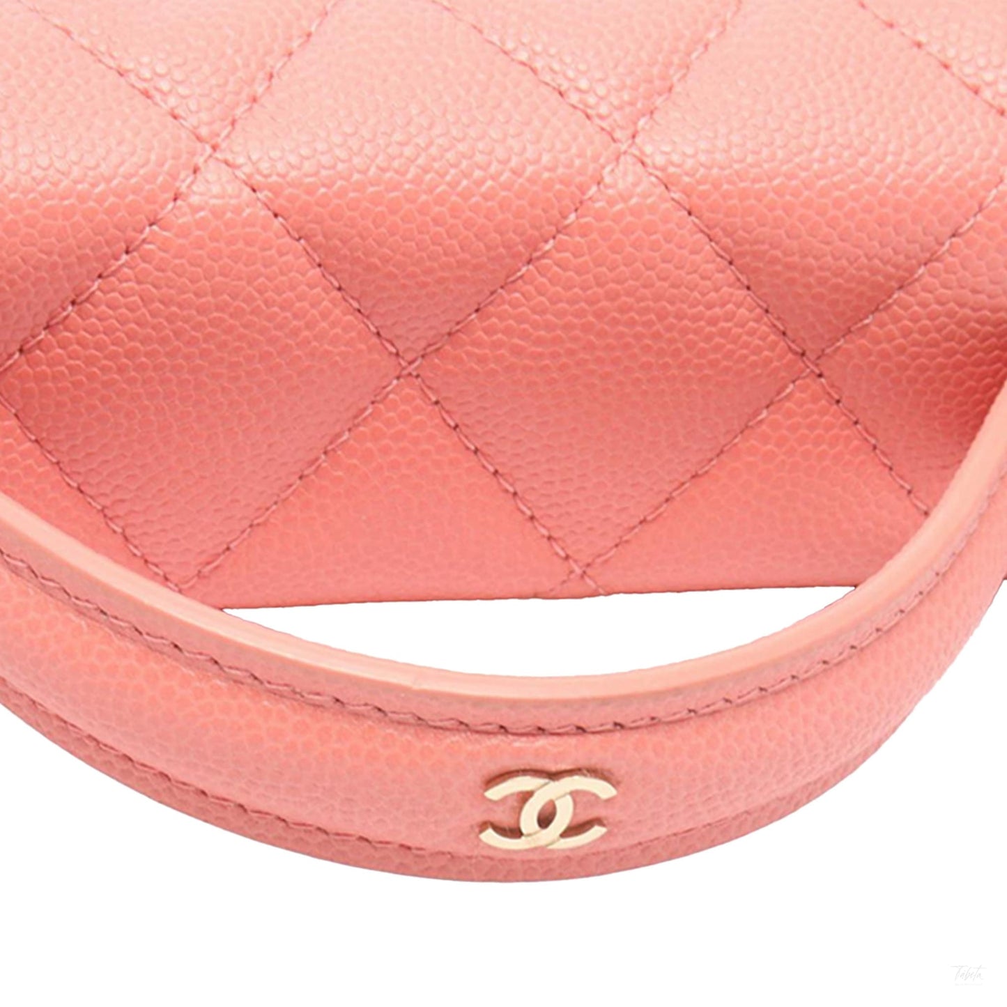 322608090 CC Small Caviar Leather Quilted Vanity Case Handbag Pink 6