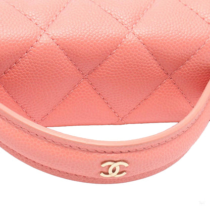 322608090 CC Small Caviar Leather Quilted Vanity Case Handbag Pink 6