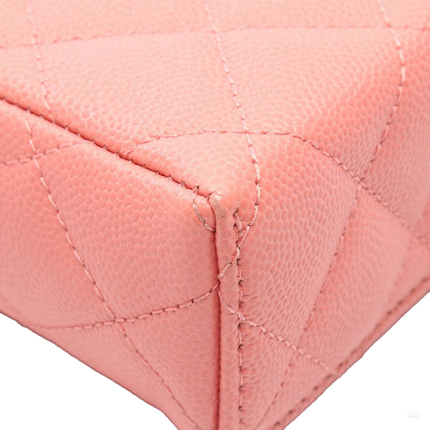 322608090 CC Small Caviar Leather Quilted Vanity Case Handbag Pink 7