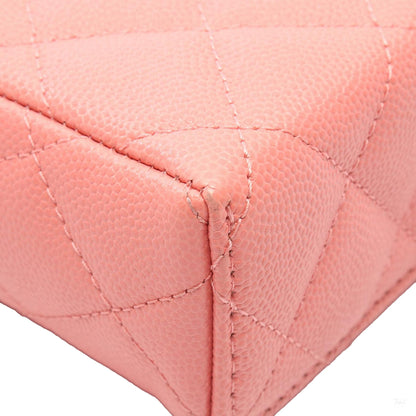 322608090 CC Small Caviar Leather Quilted Vanity Case Handbag Pink 7