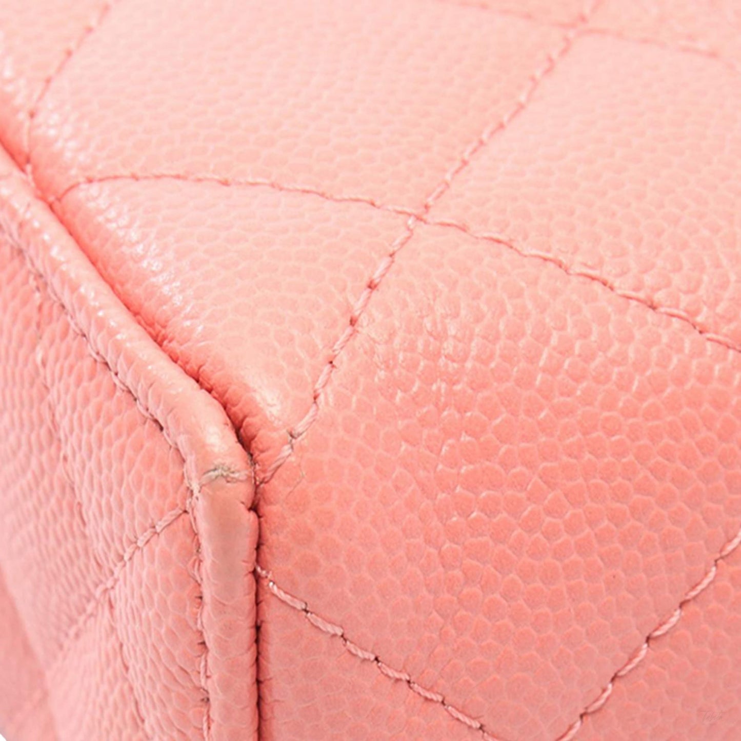 322608090 CC Small Caviar Leather Quilted Vanity Case Handbag Pink 8
