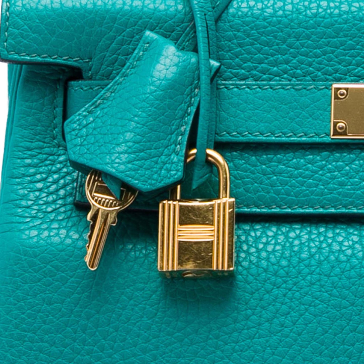 322609003 Kelly 28 Clemence Leather Retourne Top handle Handbag Blue 6