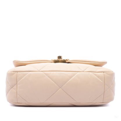 322609005 CHANEL 19 Medium Lambskin Leather Matelassè Flap Handbag Brown 3