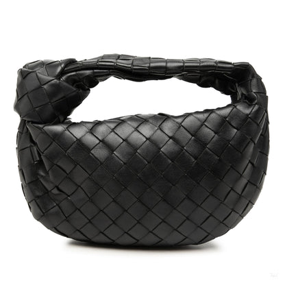322609006 Jodie Mini Intrecciato Leather Hobo Handbag Black 1
