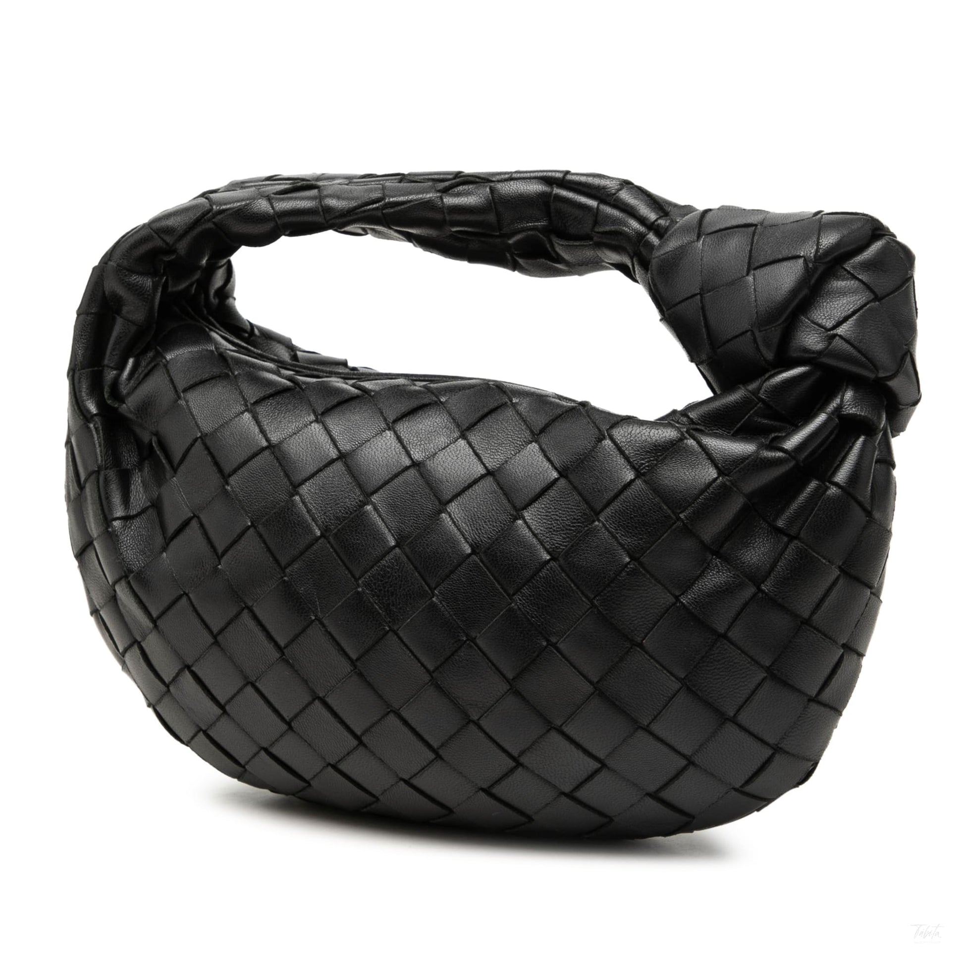 322609006 Jodie Mini Intrecciato Leather Hobo Handbag Black 2
