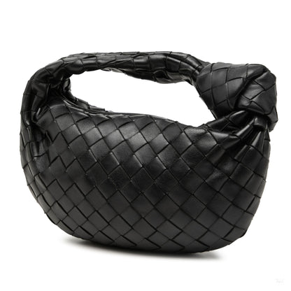 322609006 Jodie Mini Intrecciato Leather Hobo Handbag Black 2