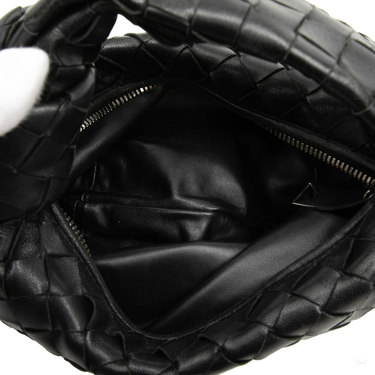322609006 Jodie Mini Intrecciato Leather Hobo Handbag Black 4