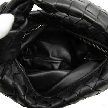 322609006 Jodie Mini Intrecciato Leather Hobo Handbag Black 4