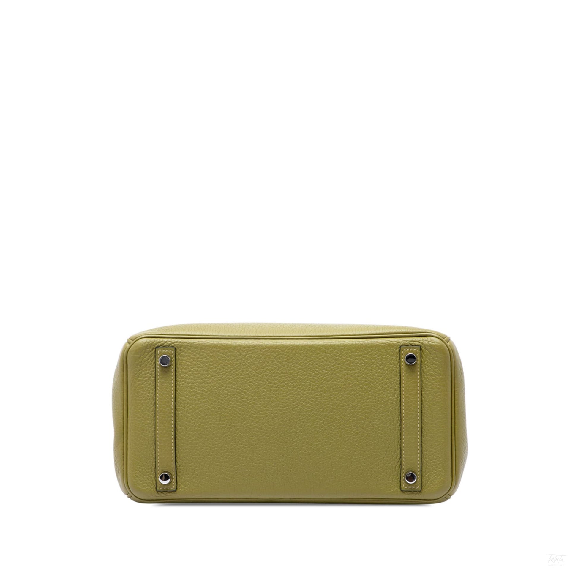 322609008 Birkin 30 Taurillon Clemence Leather Top handle Bag Green 3
