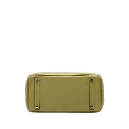 322609008 Birkin 30 Taurillon Clemence Leather Top handle Bag Green 3