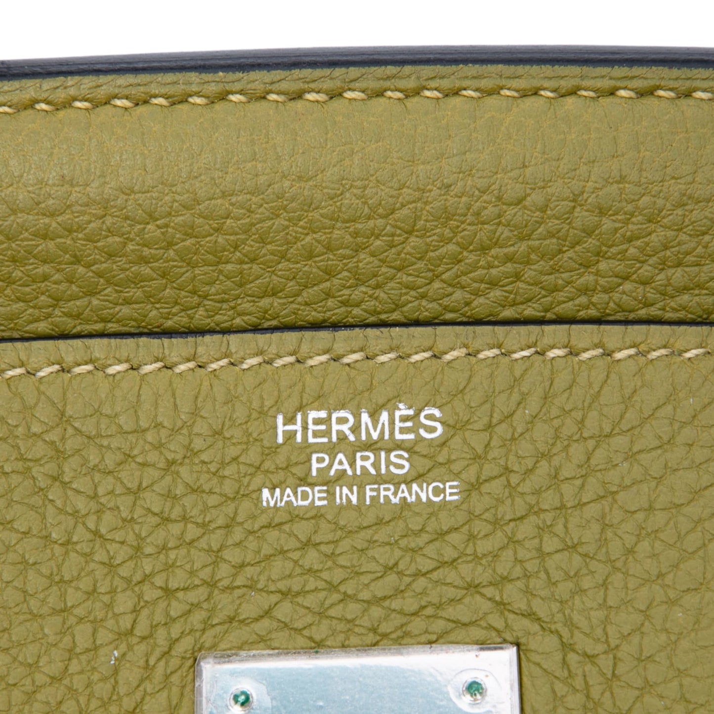 322609008 Birkin 30 Taurillon Clemence Leather Top handle Bag Green 5