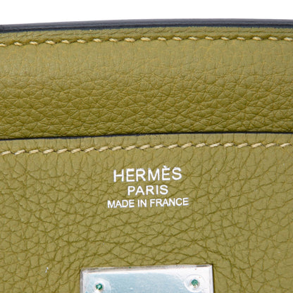 322609008 Birkin 30 Taurillon Clemence Leather Top handle Bag Green 5