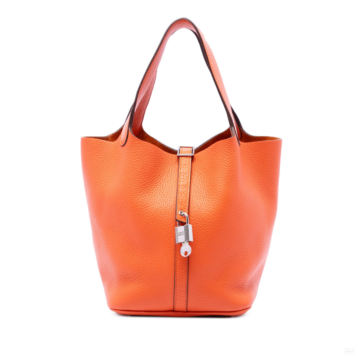 322609009 Picotin 22 Leather Lock Bucket Handbag Orange 1