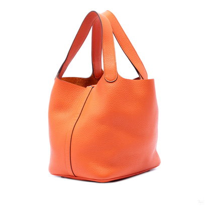 322609009 Picotin 22 Leather Lock Bucket Handbag Orange 2