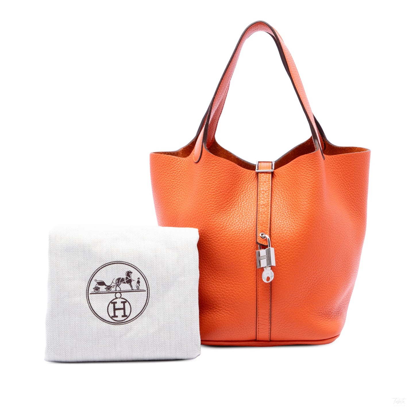 322609009 Picotin 22 Leather Lock Bucket Handbag Orange 7