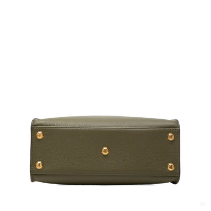 322609019 On My Side MM Leather Monogram Sides Tote Handbag Green 3