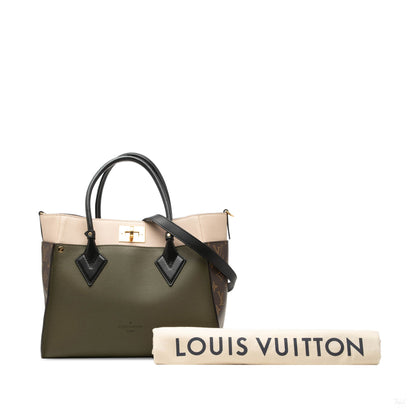 322609019 On My Side MM Leather Monogram Sides Tote Handbag Green 7