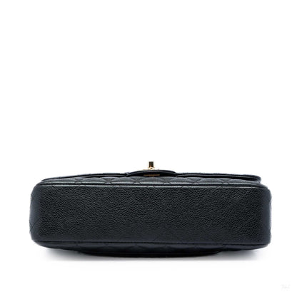 322609022 Classic Double Flap Medium Caviar Leather Matelassè Shoulder Bag Black 3