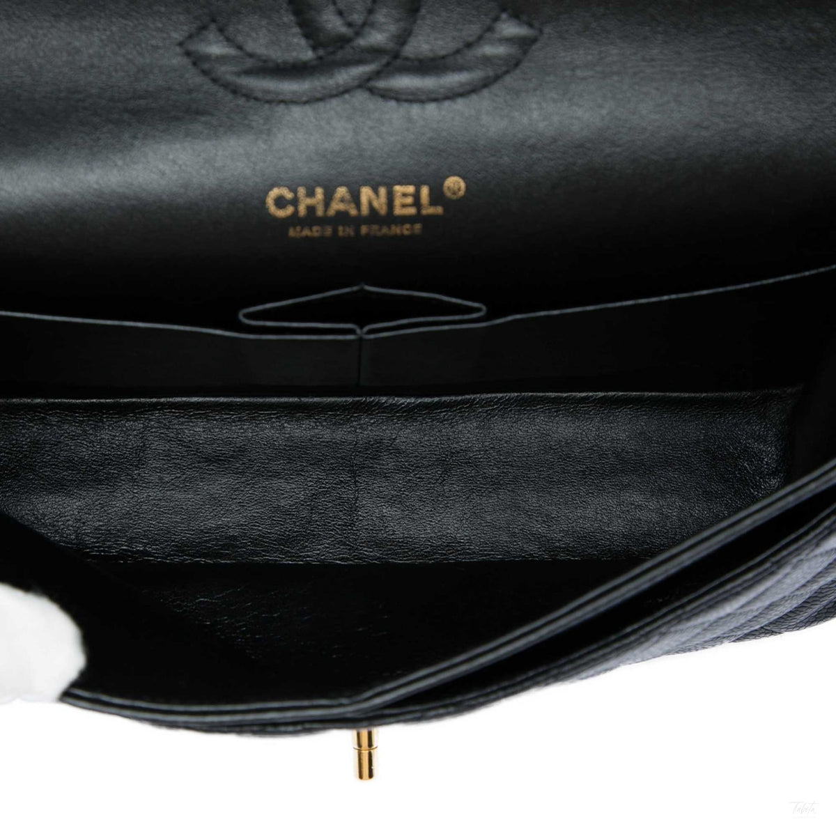 322609022 Classic Double Flap Medium Caviar Leather Matelassè Shoulder Bag Black 4