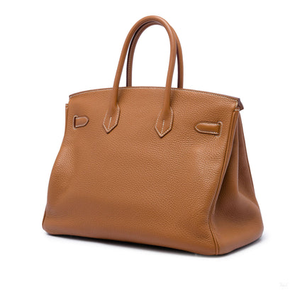 322609028 Birkin 35 Togo Leather Top handle Bag Brown 2