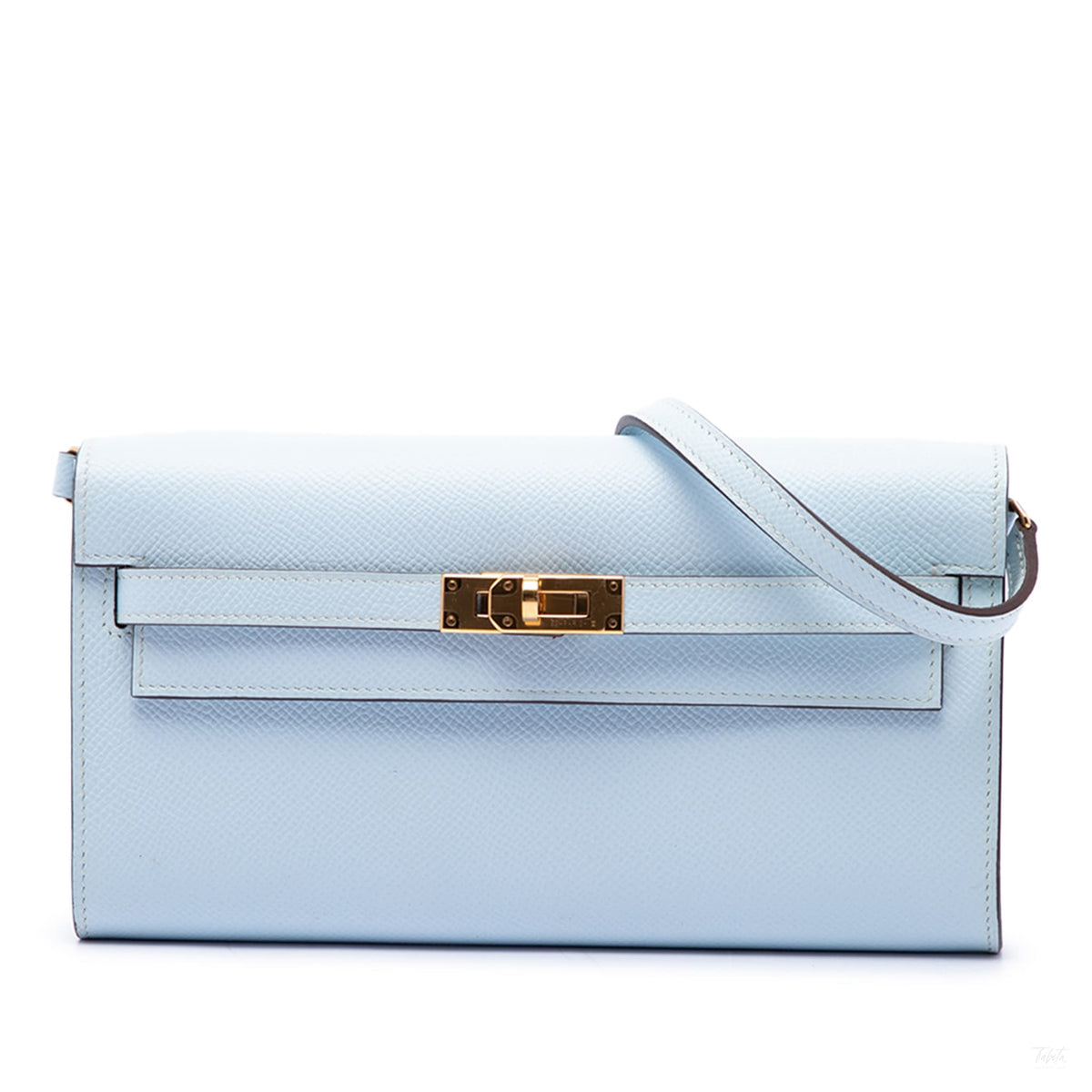 322609030 Kelly Epsom Leather Long Wallet Blue 1