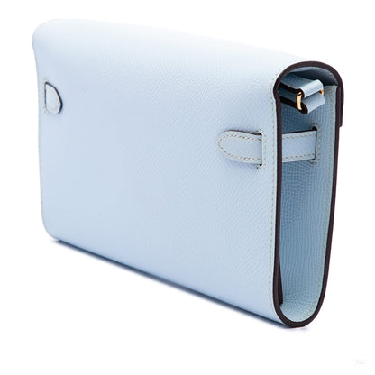 322609030 Kelly Epsom Leather Long Wallet Blue 2
