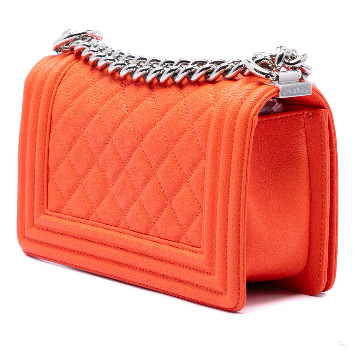 322609031 Boy Small Caviar Leather Quilted Flap Shoulder Bag Orange 2