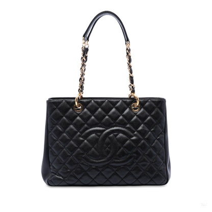 322609032 GST Quilted Caviar Leather Shopper Bag Black 1