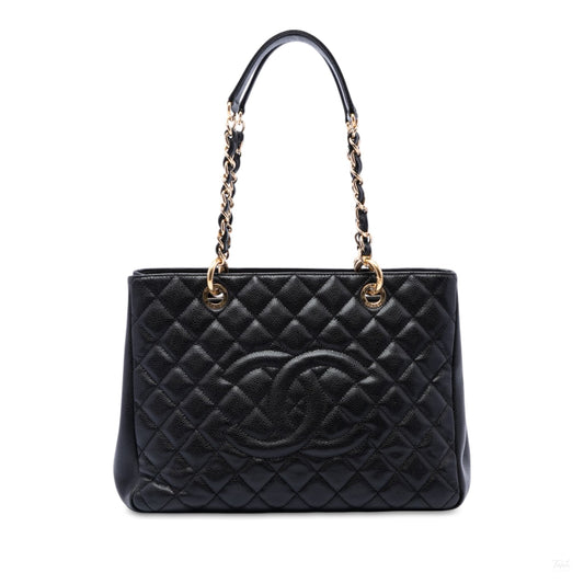 322609032 GST Quilted Caviar Leather Shopper Bag Black 1