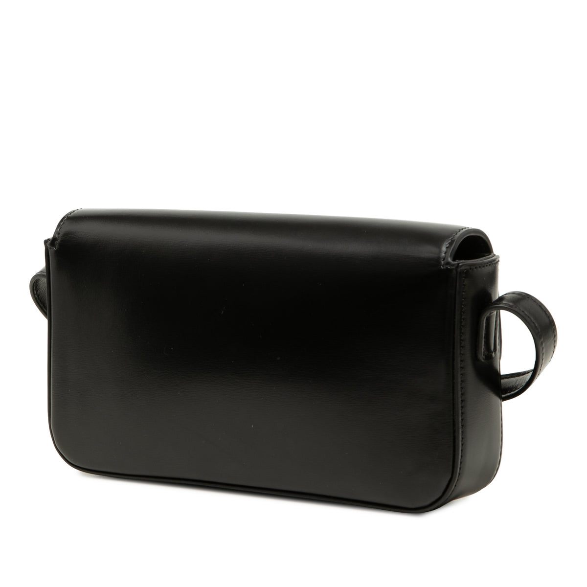 Claude Shiny Calfskin couro Triomphe Flap Shoulder bolsa Black 