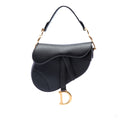322609051 Saddle Mini Grained Calfskin Leather No Strap Handbag Black 1