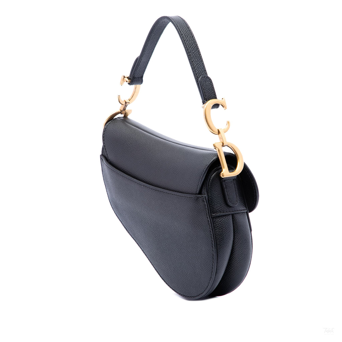 322609051 Saddle Mini Grained Calfskin Leather No Strap Handbag Black 2