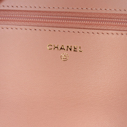 322609052 CHANEL 19 Lambskin Leather Matelassè Wallet on Chain Handbag Pink 5