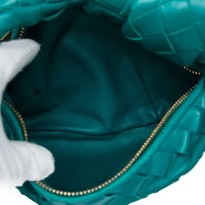 Sac cabas en cuir Jodie Mini Intrecciato Bleu 