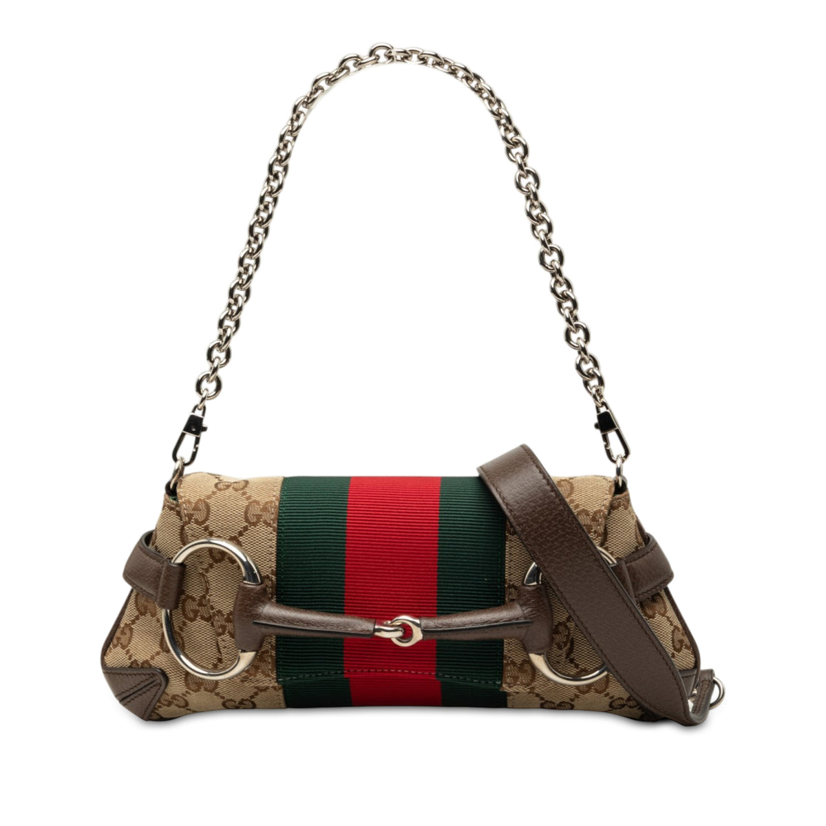 Horsebit Sac à bandoulière GG en petit cuir et toile, beige, 1955 