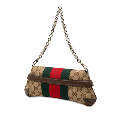 Horsebit Sac à bandoulière GG en petit cuir et toile, beige, 1955 