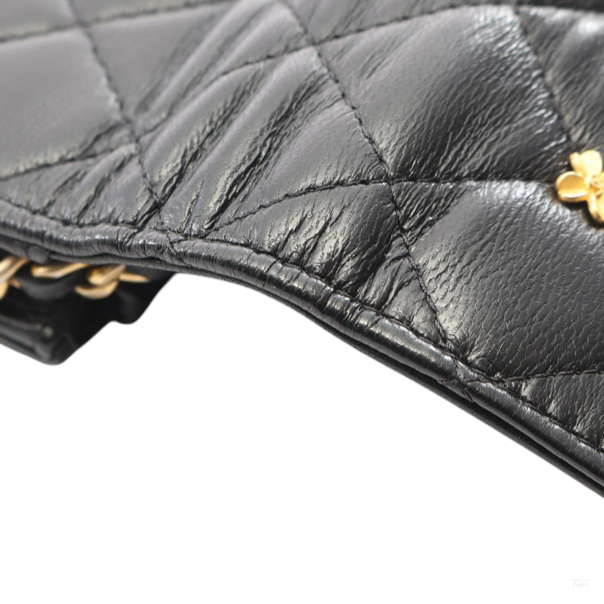 322609083 WOC Lambskin Leather 18K Lucky Charms Quilted Flap Crossbody Black 7