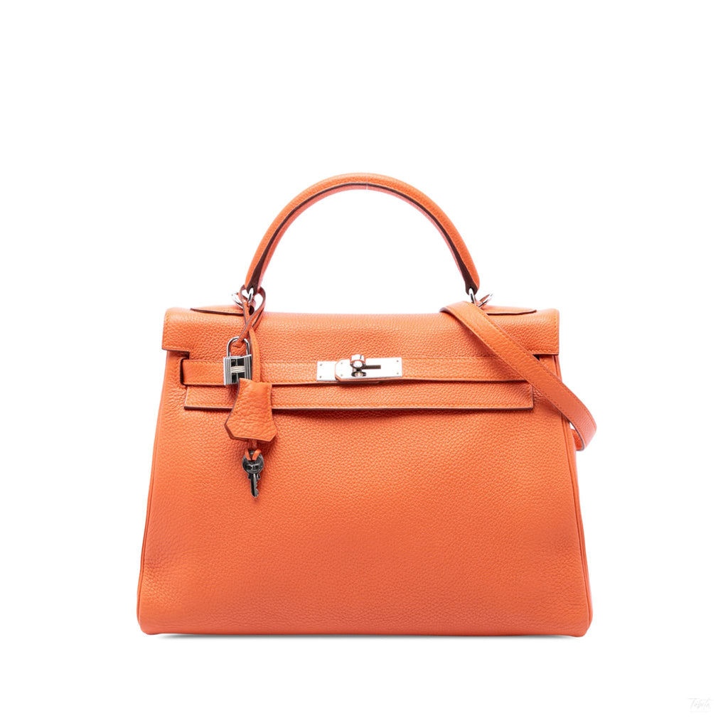 322609085 Kelly 32 Togo Leather 2 Ways Top handle Handbag Orange 1