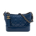 322609086 Gabrielle Small Lambskin Leather Chevron Shoulder Bag Blue 1