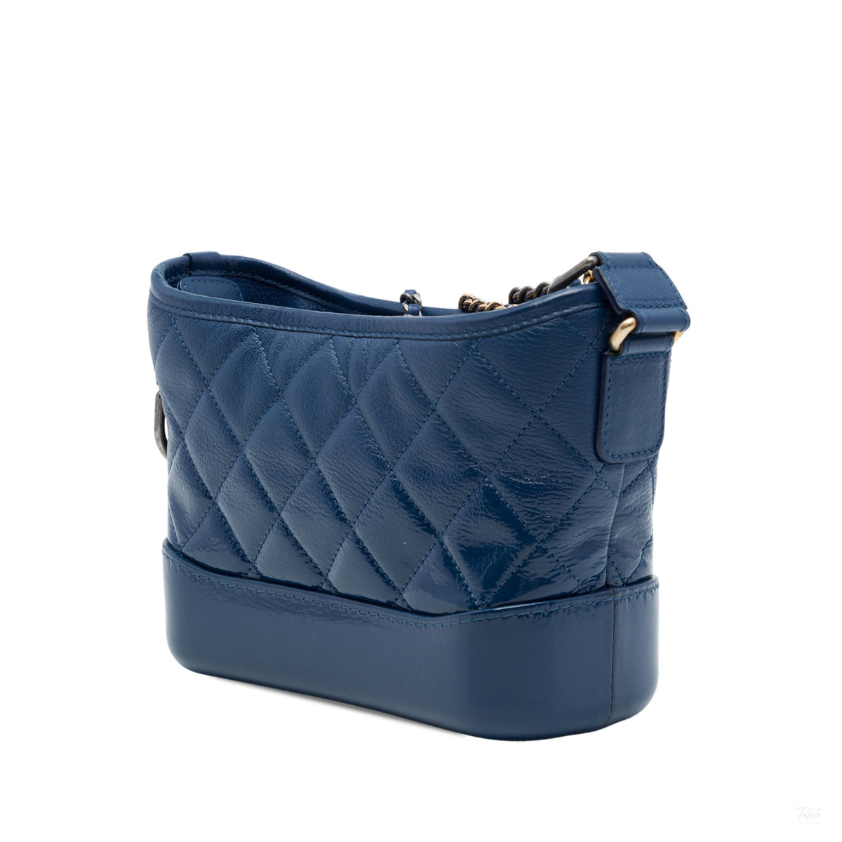 322609086 Gabrielle Small Lambskin Leather Chevron Shoulder Bag Blue 2