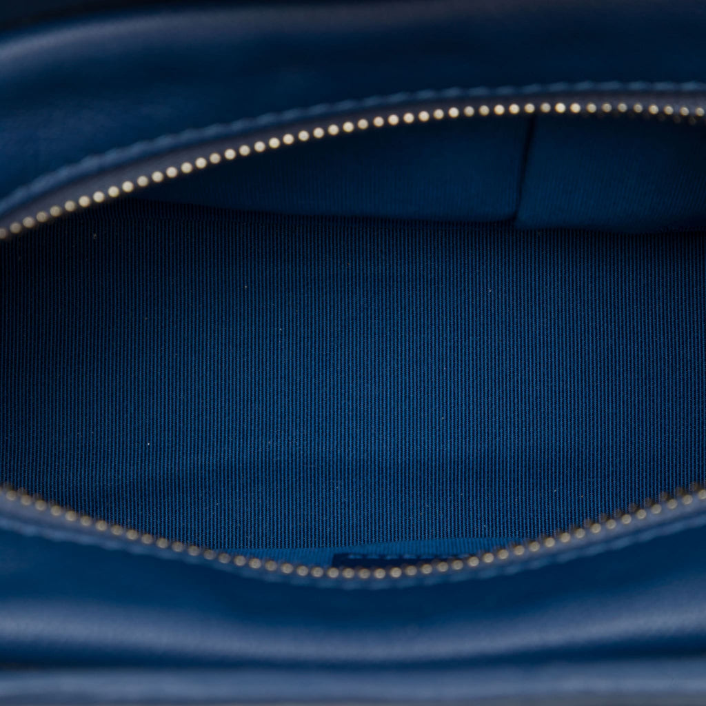 322609086 Gabrielle Small Lambskin Leather Chevron Shoulder Bag Blue 4