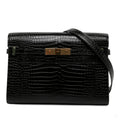 322609087 Paris Manhattan Leather Crocodile Embossed Flap Clutch Black 1