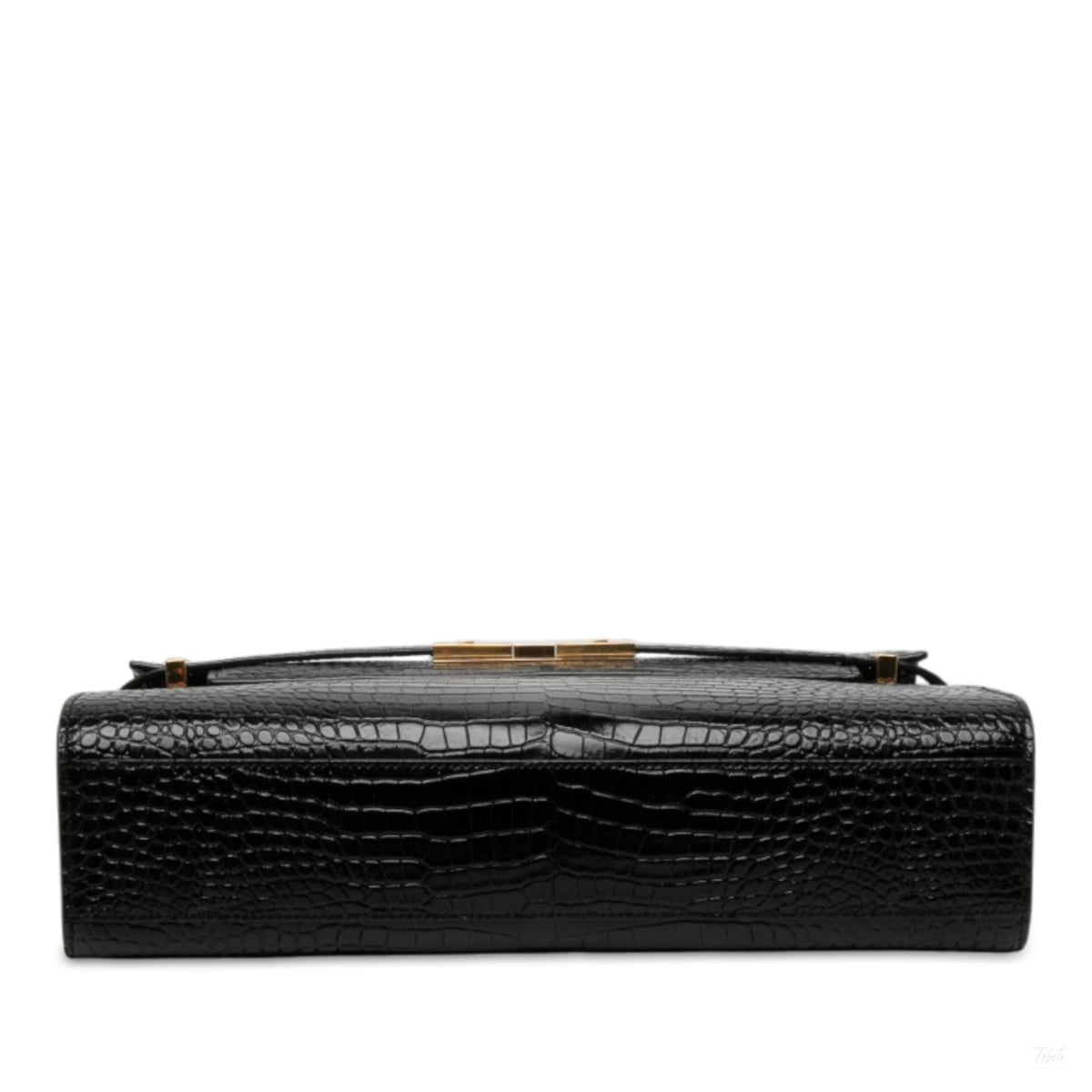 322609087 Paris Manhattan Leather Crocodile Embossed Flap Clutch Black 3