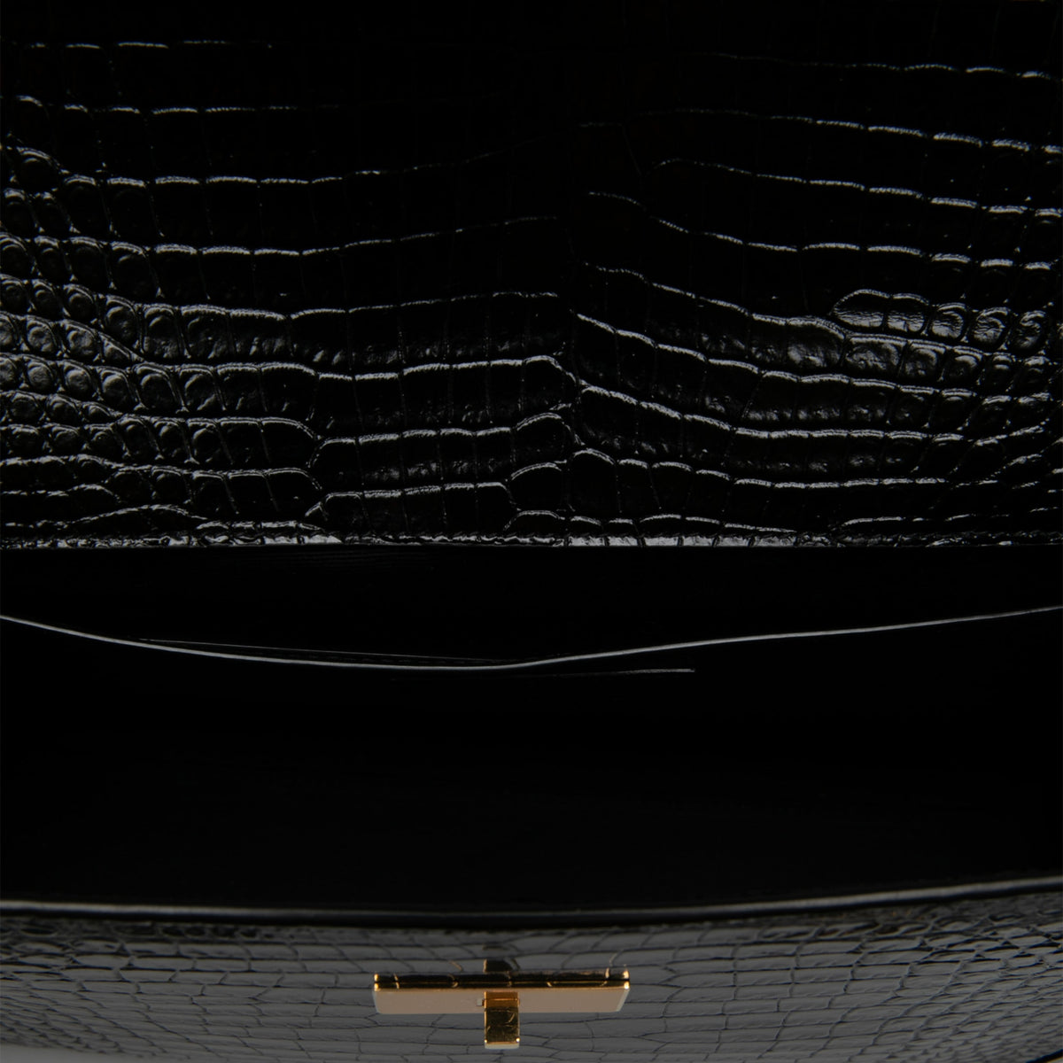 322609087 Paris Manhattan Leather Crocodile Embossed Flap Clutch Black 4