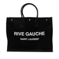 Rive Gauche Large Canvas Tote Handbag Black