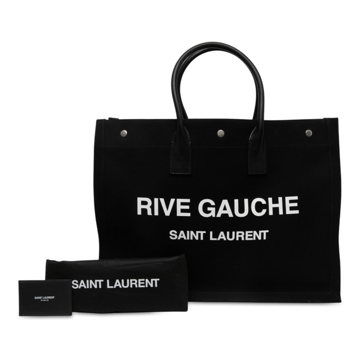 Rive Gauche Large Canvas Tote Handbag Black