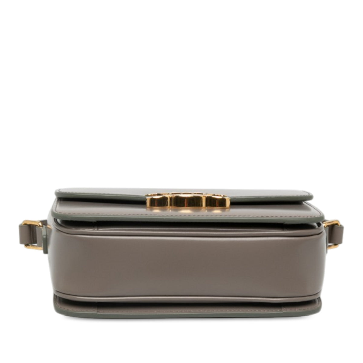 Triomphe Teen Shiny Calfskin Leather Flap Crossbody Brown