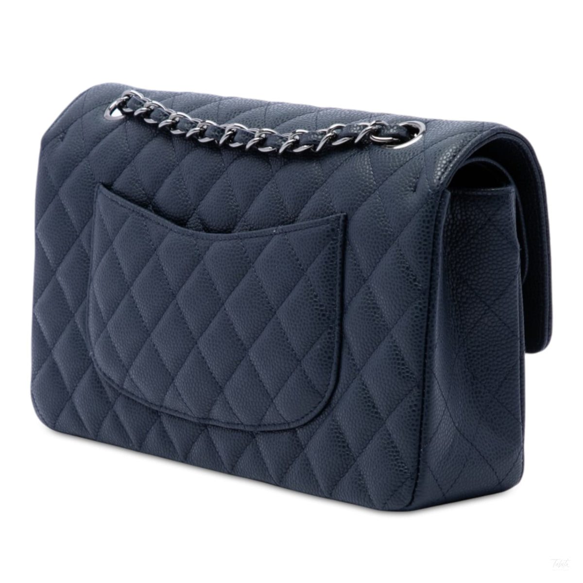 322610003 Classic Double Flap Medium Caviar Leather Matelassè Shoulder Bag Blue 2