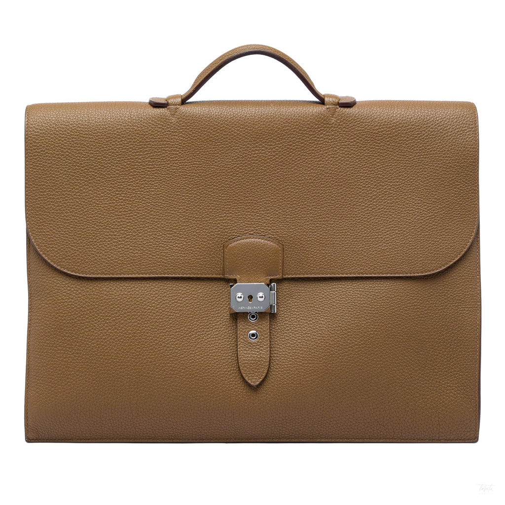 322610006 Sac a Depeches 40 Togo Leather Business Handbag Brown 1