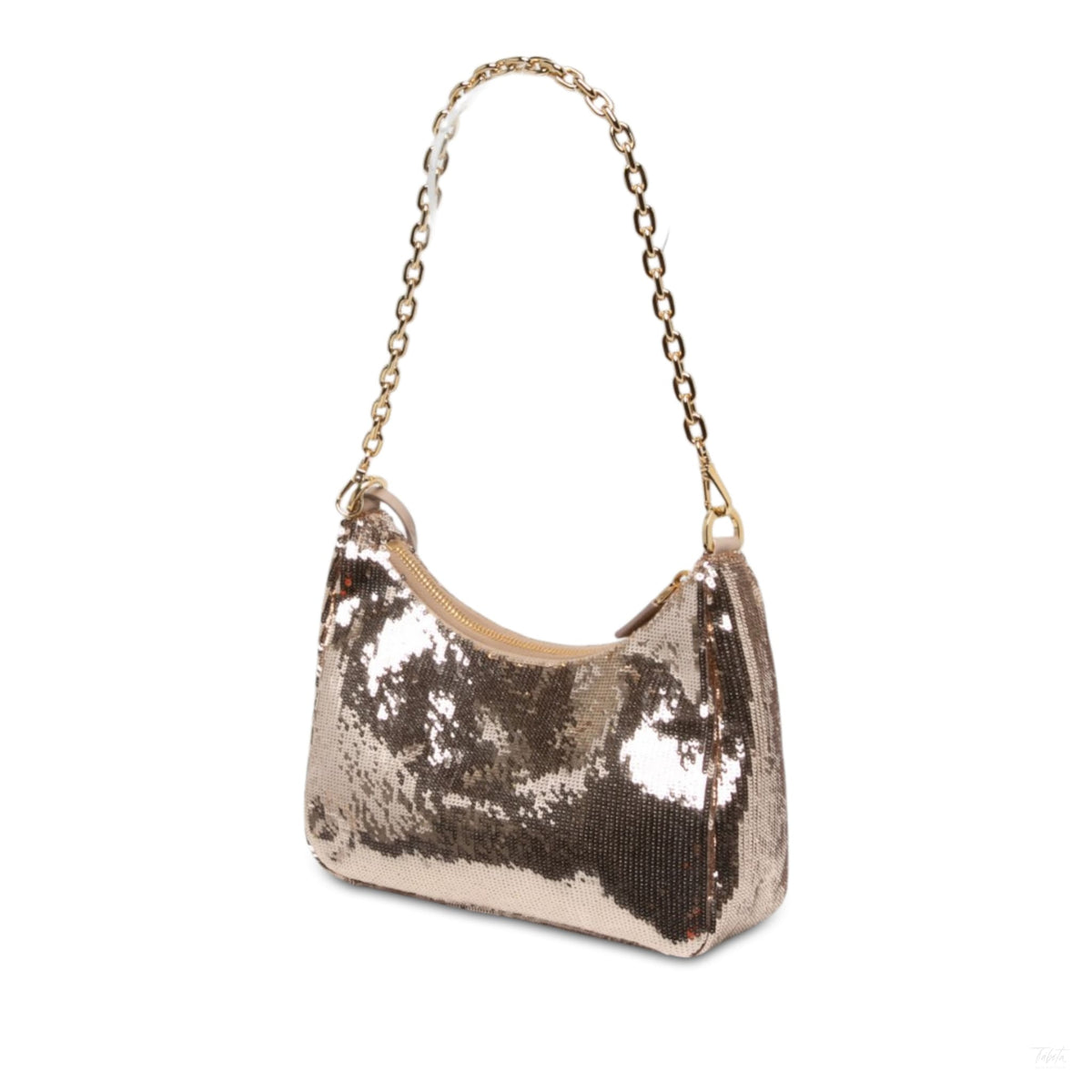 322610007 Re Edition 2005 Econyl Nylon Sequin Embellished Pouch Crossbody Gold 2